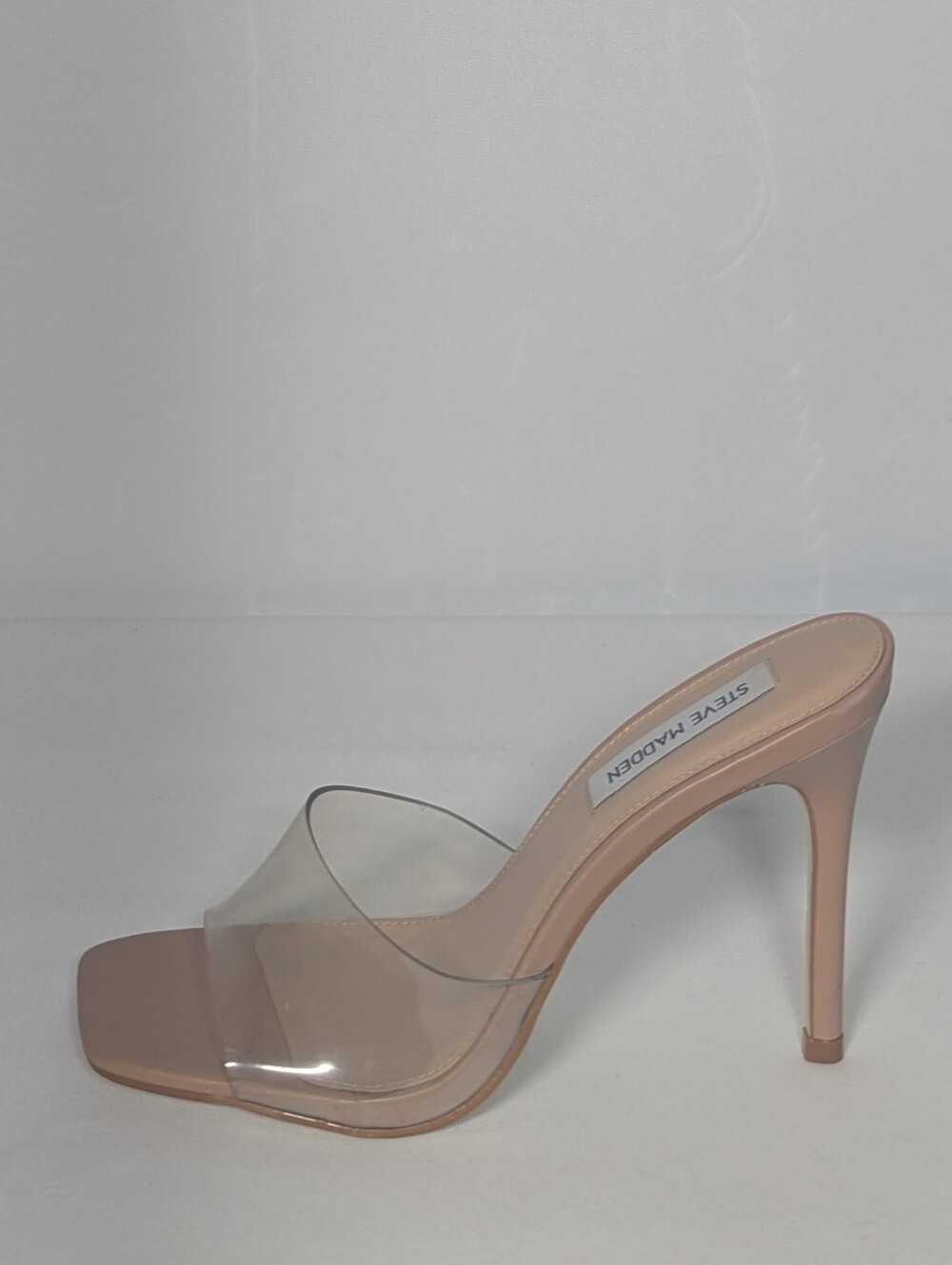 Steve Madden Womens Open toe heel with clear strap sz 8 cream - Picture 4 of 4